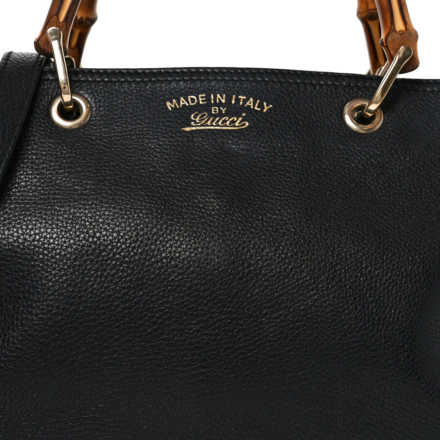 Gucci Pebbled Calfskin Medium Bamboo Shopper Tote Black 8 of 10