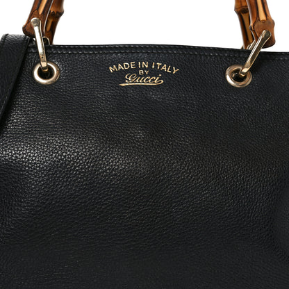 Gucci Pebbled Calfskin Medium Bamboo Shopper Tote Black 8 of 10