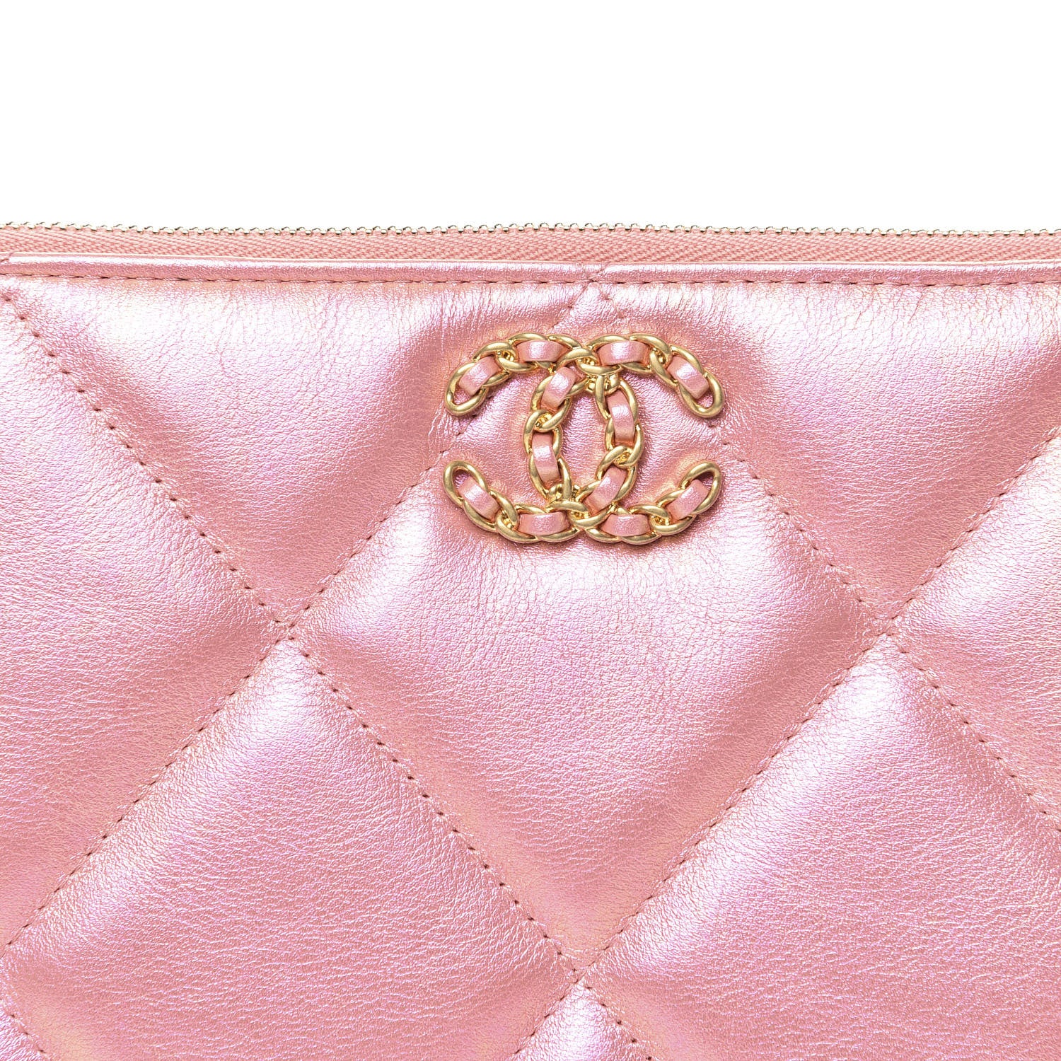 Chanel Iridescent Calfskin Quilted Large 19 Cosmetic Case Pink 8 of 12