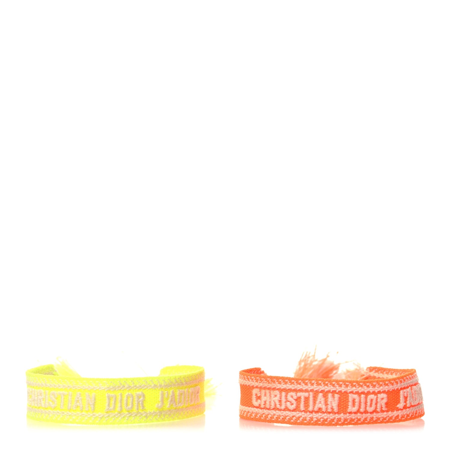 Christian Dior Woven Cotton J'Adior Friendship Bracelet Set Fluorescent Yellow Orange 1 of 4