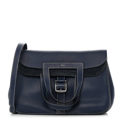 Hermes Taurillon Clemence Halzan 31 GM Bleu Encre 1 of 15