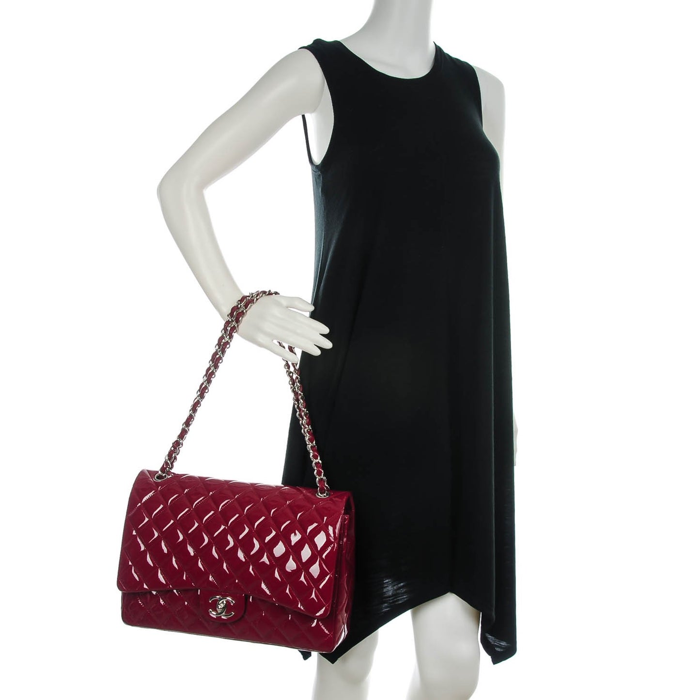 Patent Quilted Maxi Double Flap Red