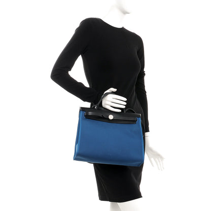Hermes Vache Hunter Toile Herbag Zip 31 PM Bleu Zanzibar Bleu Indigo 3 of 8