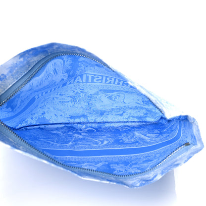 Christian Dior Reverse Technical Fabric Toile De Jouy Diortravel Zipped Pouch Fluorescent Blue 5 of 10