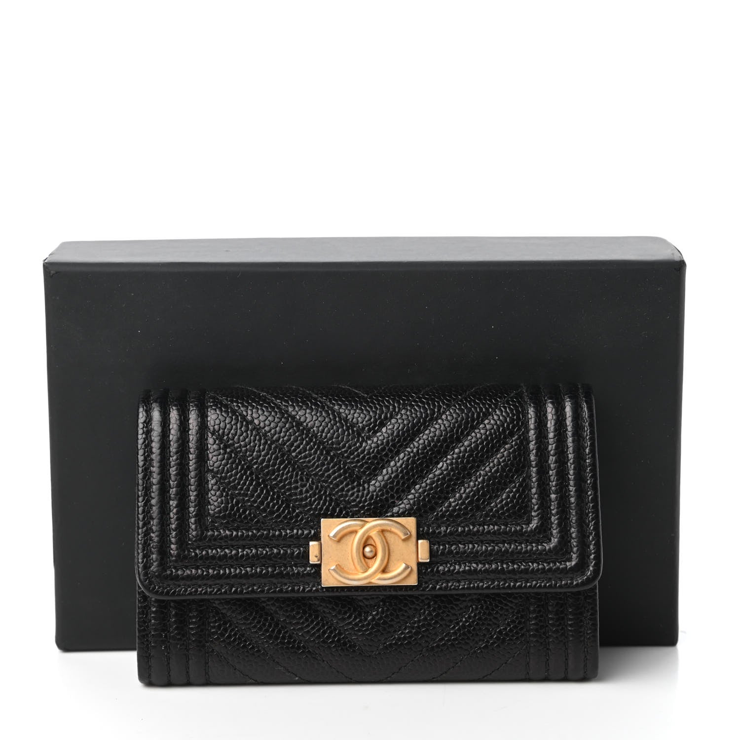 Chanel Caviar Quilted Boy Flap Card Holder Black 12 of 12