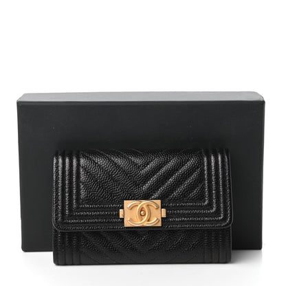 Chanel Caviar Quilted Boy Flap Card Holder Black 12 of 12