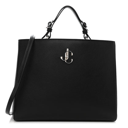 Jimmy Choo Calfskin Large Varenne Logo Top Handle Satchel Black 1 of 11