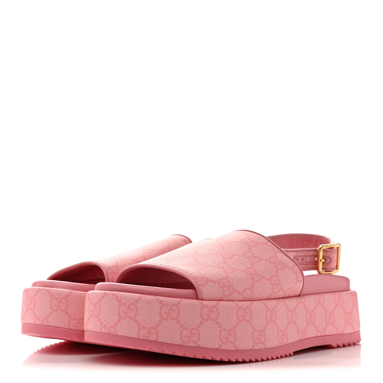 Gucci GG Supreme Monogram Granada Kid Angelina Platform 35mm Slingback Sandals 40.5 Cotton Candy Dark Cotton Candy Wild Rose 4 of 12