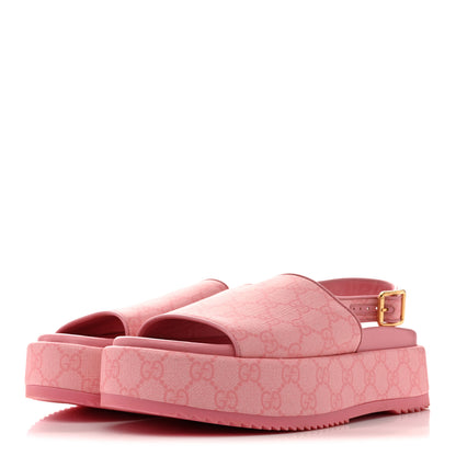 Gucci GG Supreme Monogram Granada Kid Angelina Platform 35mm Slingback Sandals 40.5 Cotton Candy Dark Cotton Candy Wild Rose 4 of 12
