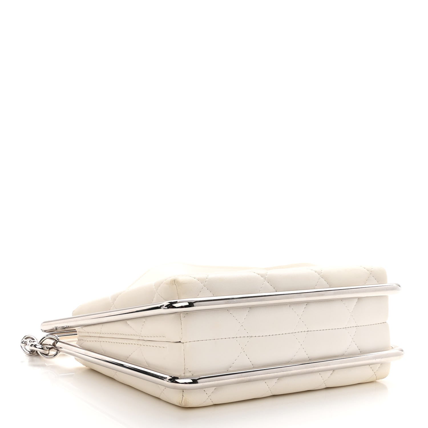 Chanel Quilted Lambskin Metal Bar Clutch Bag White 4 of 12