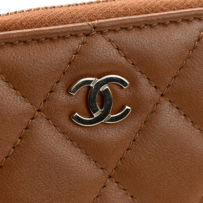 Chanel Lambskin Quilted Zip Around Coin Purse Wallet Brown 9 of 10