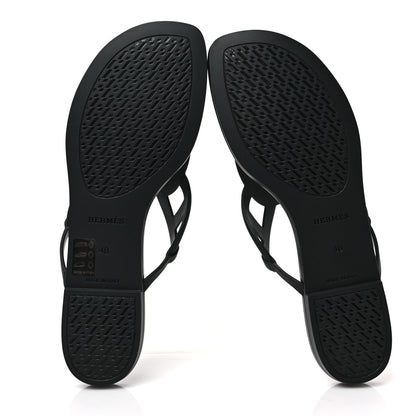 Hermes Rubber Womens Egerie Sandals 40 Black 5 of 9