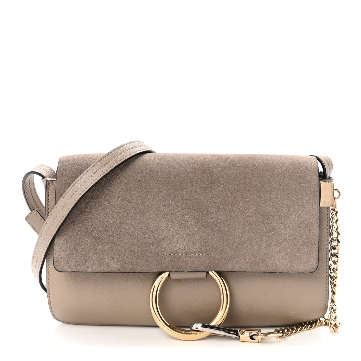 Chloe Suede Calfskin Small Faye Shoulder Bag Motty Grey 1 of 9