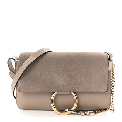 Chloe Suede Calfskin Small Faye Shoulder Bag Motty Grey 1 of 9