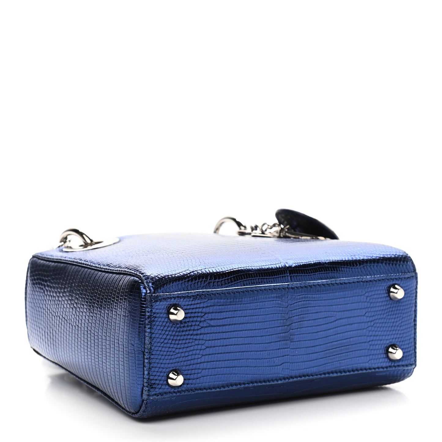Metallic Lizard Mini Lady Dior Blue