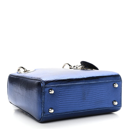 Christian Dior Metallic Lizard Mini Lady Dior Blue 4 of 13