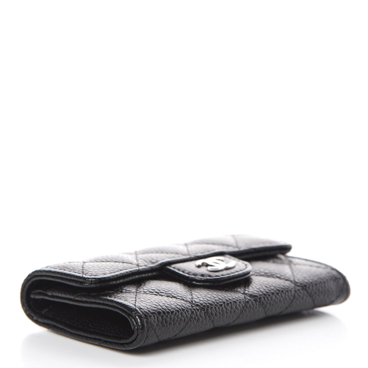 Caviar Quilted Flap Card Holder Black