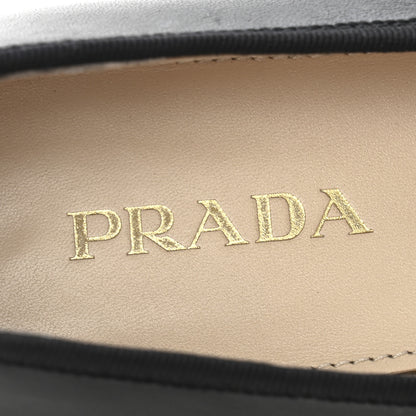 Prada Nappa Vernice Cap Toe Logo Bow Ballerina Flats 39.5 Black 8 of 9