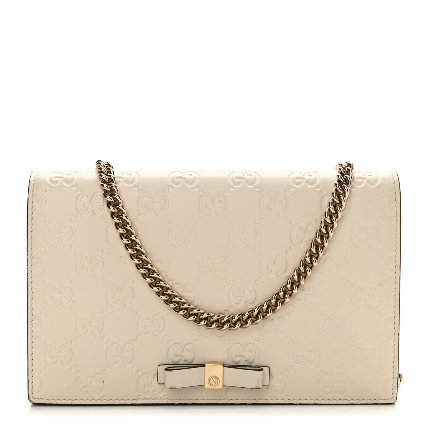 Guccissima Signature Bowy Chain Wallet Mystic White