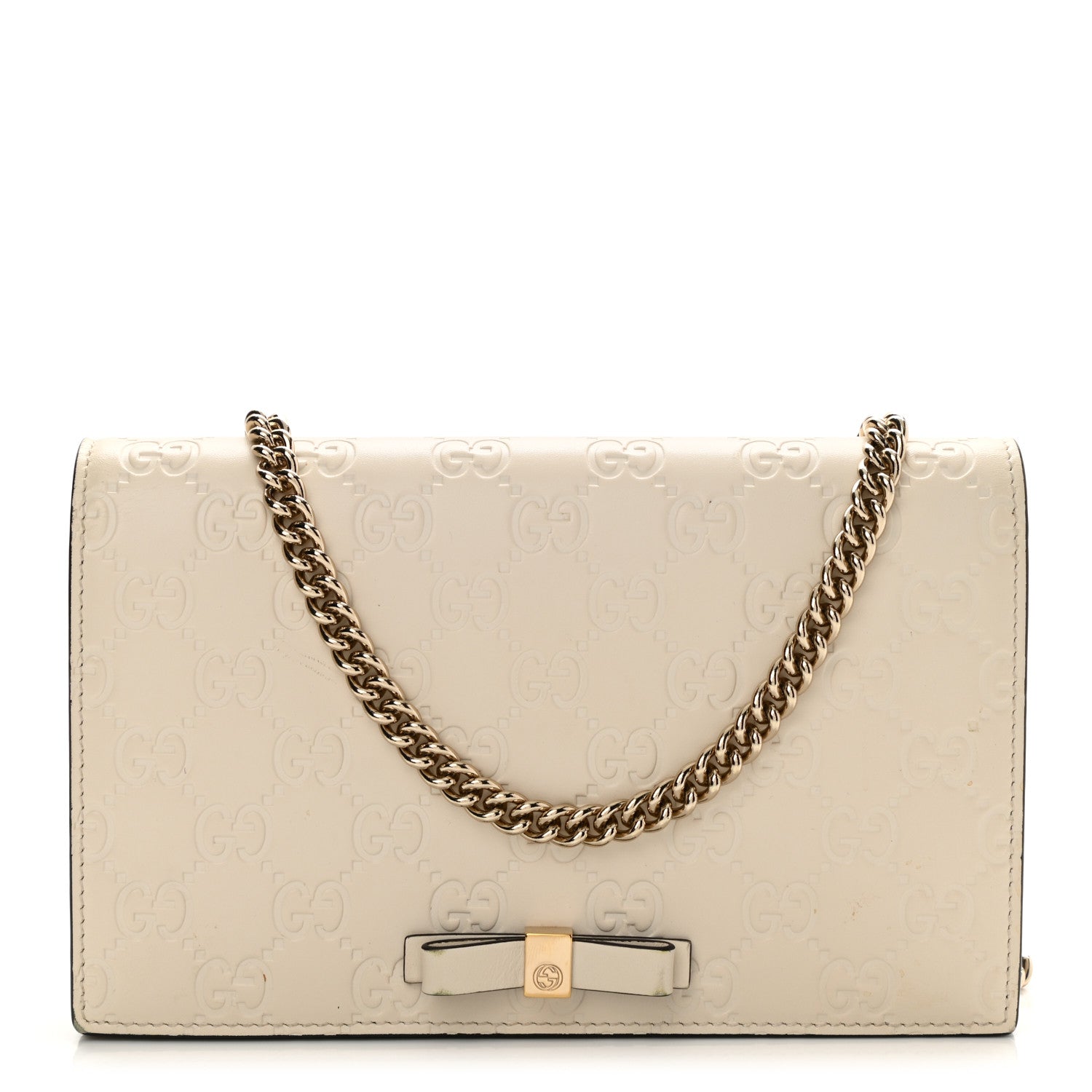 Gucci Guccissima Signature Bowy Chain Wallet Mystic White 1 of 8