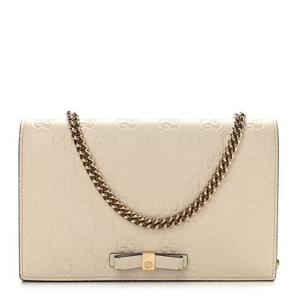 Gucci Guccissima Signature Bowy Chain Wallet Mystic White 1 of 8