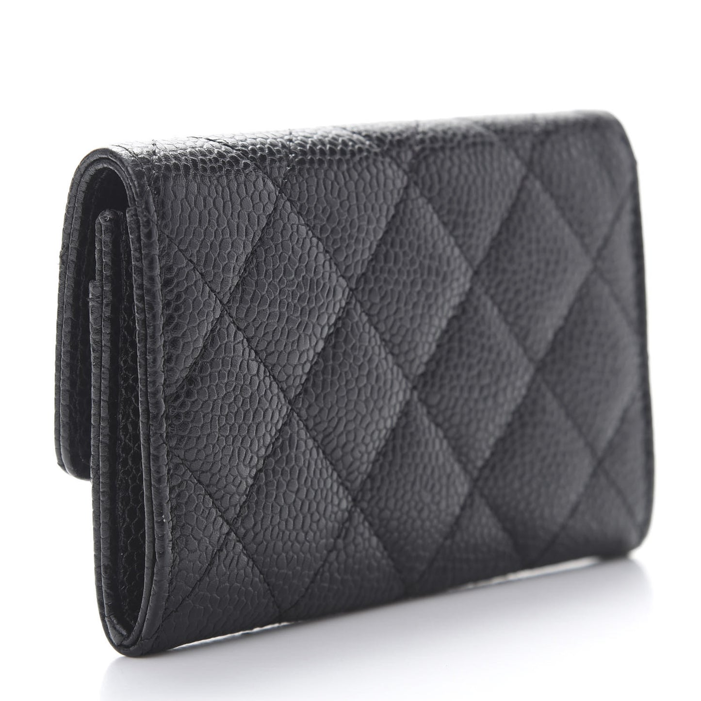 Caviar Quilted Flap Card Holder Black
