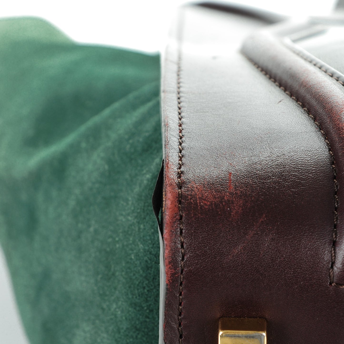 Smooth Calfskin Suede Mini Tri-Color Luggage Burgundy