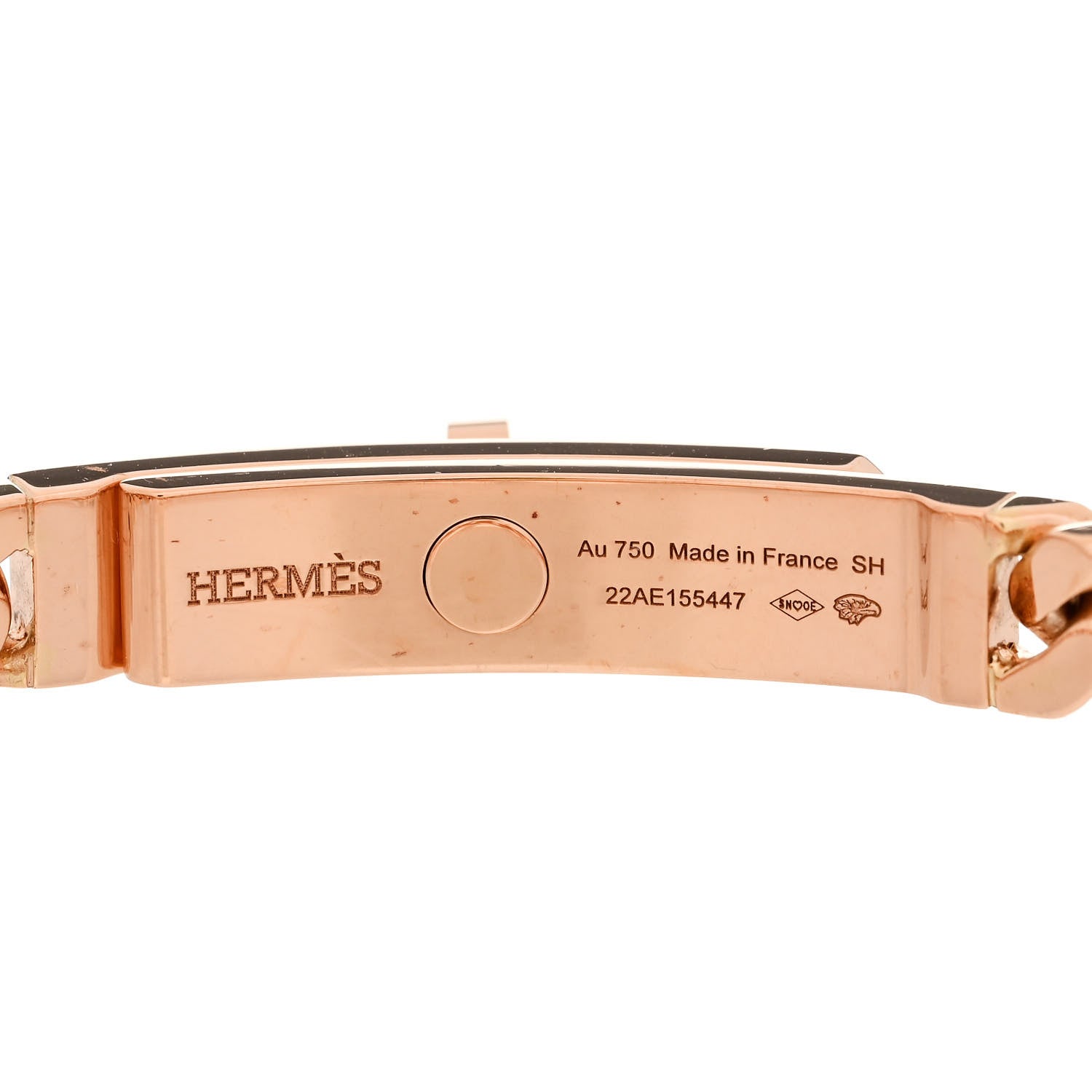 Hermes 18K Rose Gold Diamond PM Kelly Gourmette Bracelet SH 3 of 4