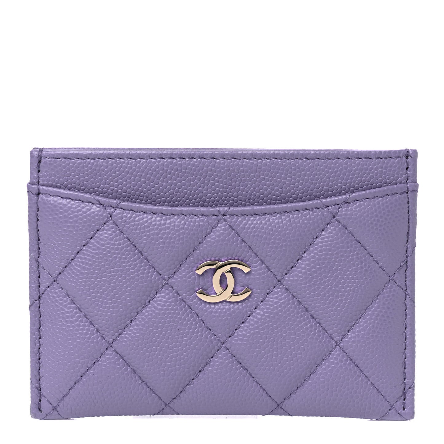 Caviar Quilted Card Holder Purple