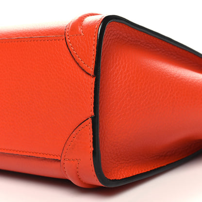 Celine Drummed Calfskin Nano Luggage Vermillion 9 of 9