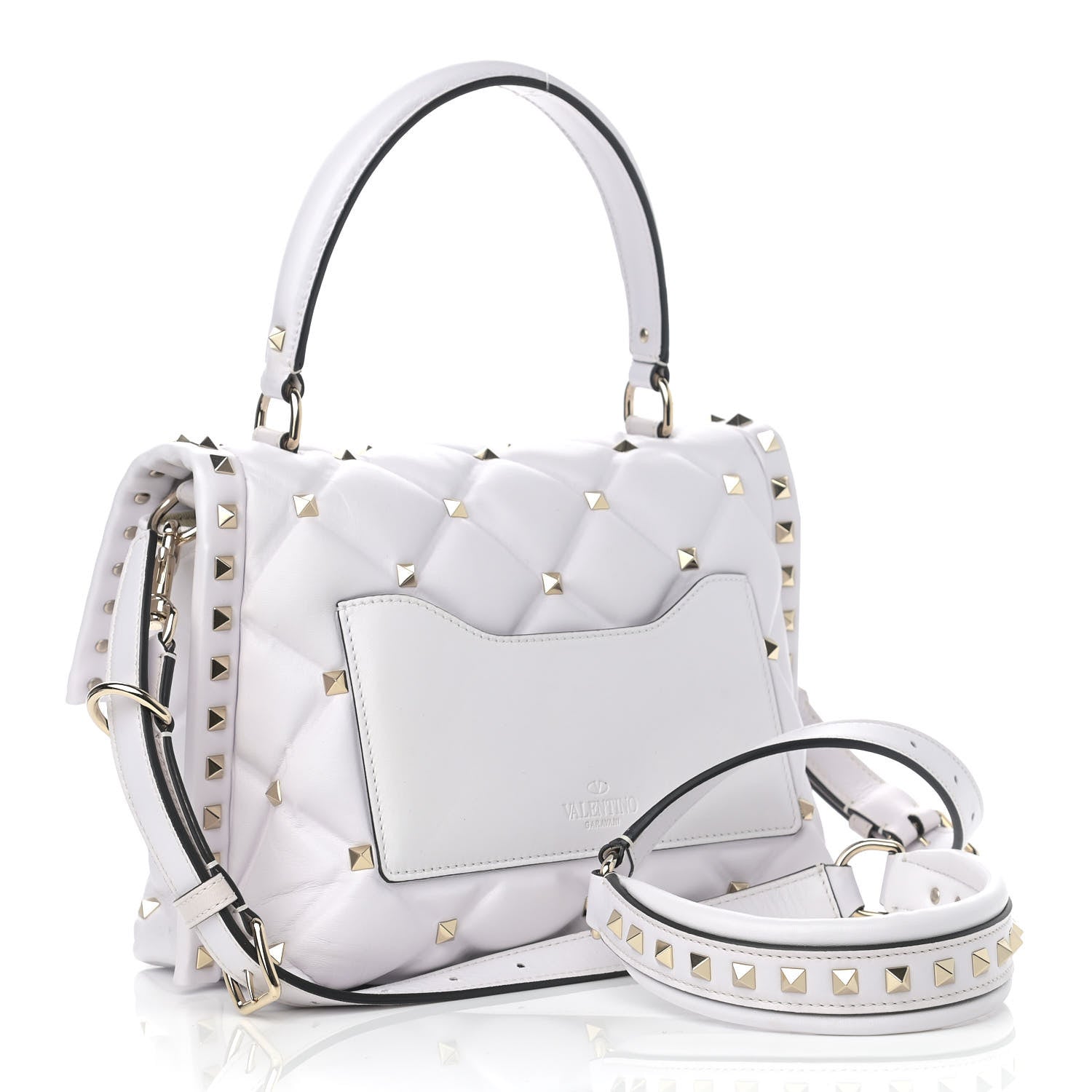 Valentino Garavani Lambskin VLTN Print Candystud Top Handle Bag Optic White Black 3 of 14