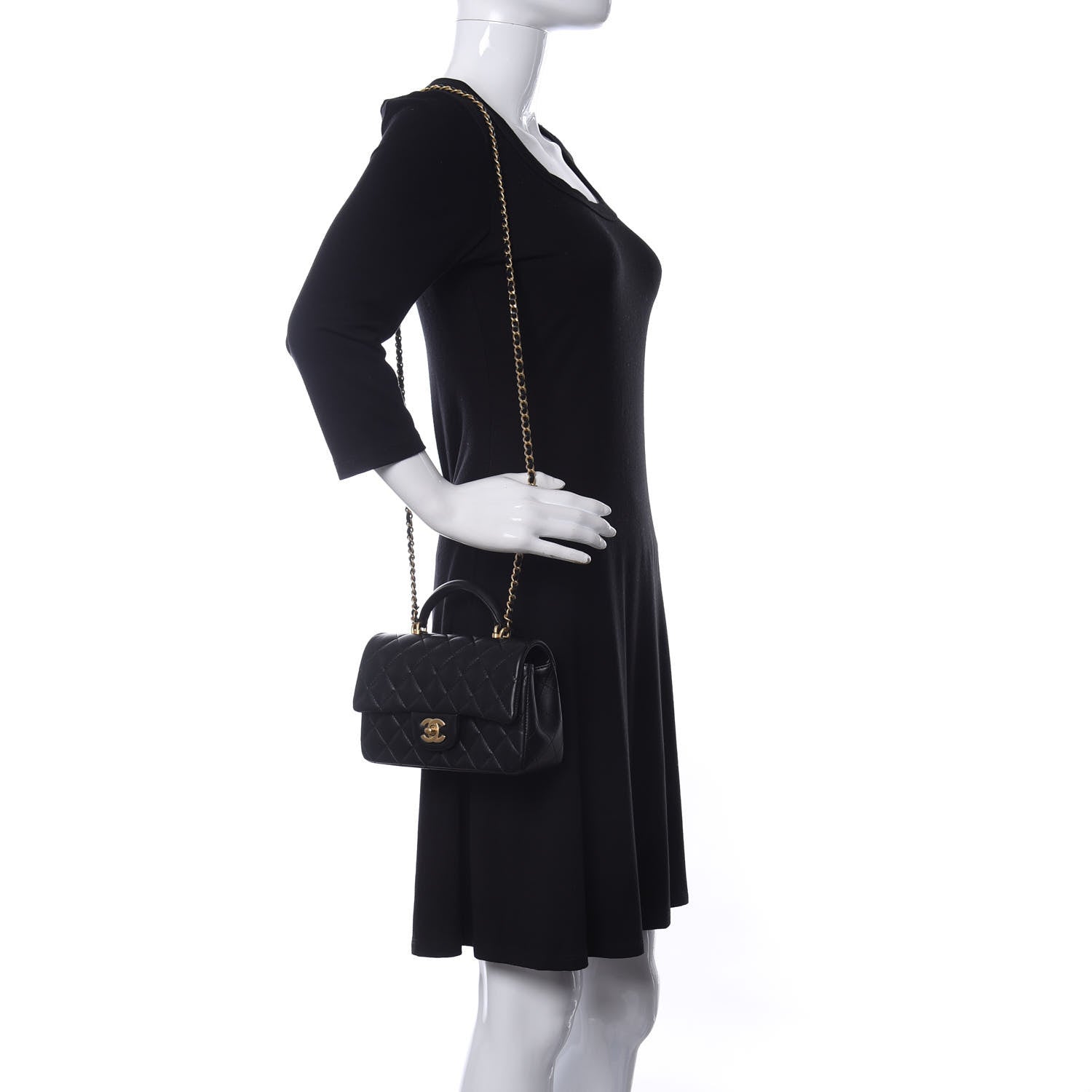 Chanel Lambskin Quilted Mini Top Handle Rectangular Flap Black 2 of 11