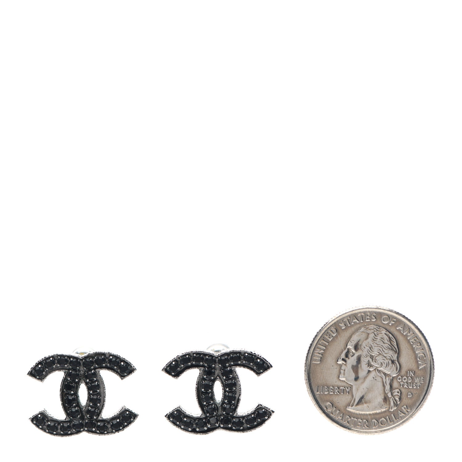 Chanel Ruthenium Crystal CC Earrings Black 2 of 4