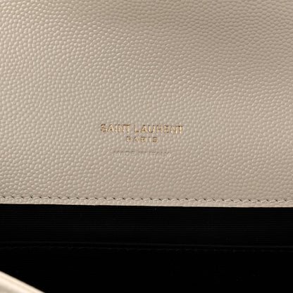 Saint Laurent Grain De Poudre Matelasse Chevron Monogram Envelope Clutch Crema Soft 6 of 8