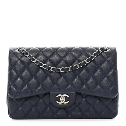 Chanel Caviar Quilted Jumbo Double Flap Navy Blue 1 of 11