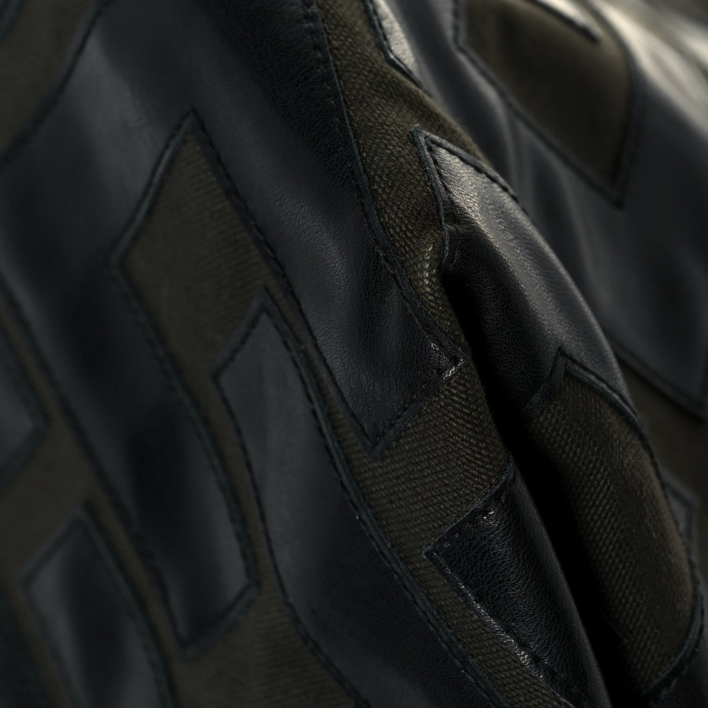 Calfskin Logo Patchwork Cabas Dark Green Black