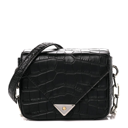 Alexander Wang Crocodile Calfskin Embossed Mini Prisma Envelope Shoulder Black 1 of 11
