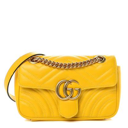 Gucci Calfskin Matelasse Mini GG Marmont Shoulder Bag Stone Topaz 1 of 13