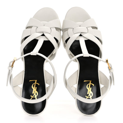 Saint Laurent Calfskin Tribute 75 Platform Sandals 40 White 2 of 11