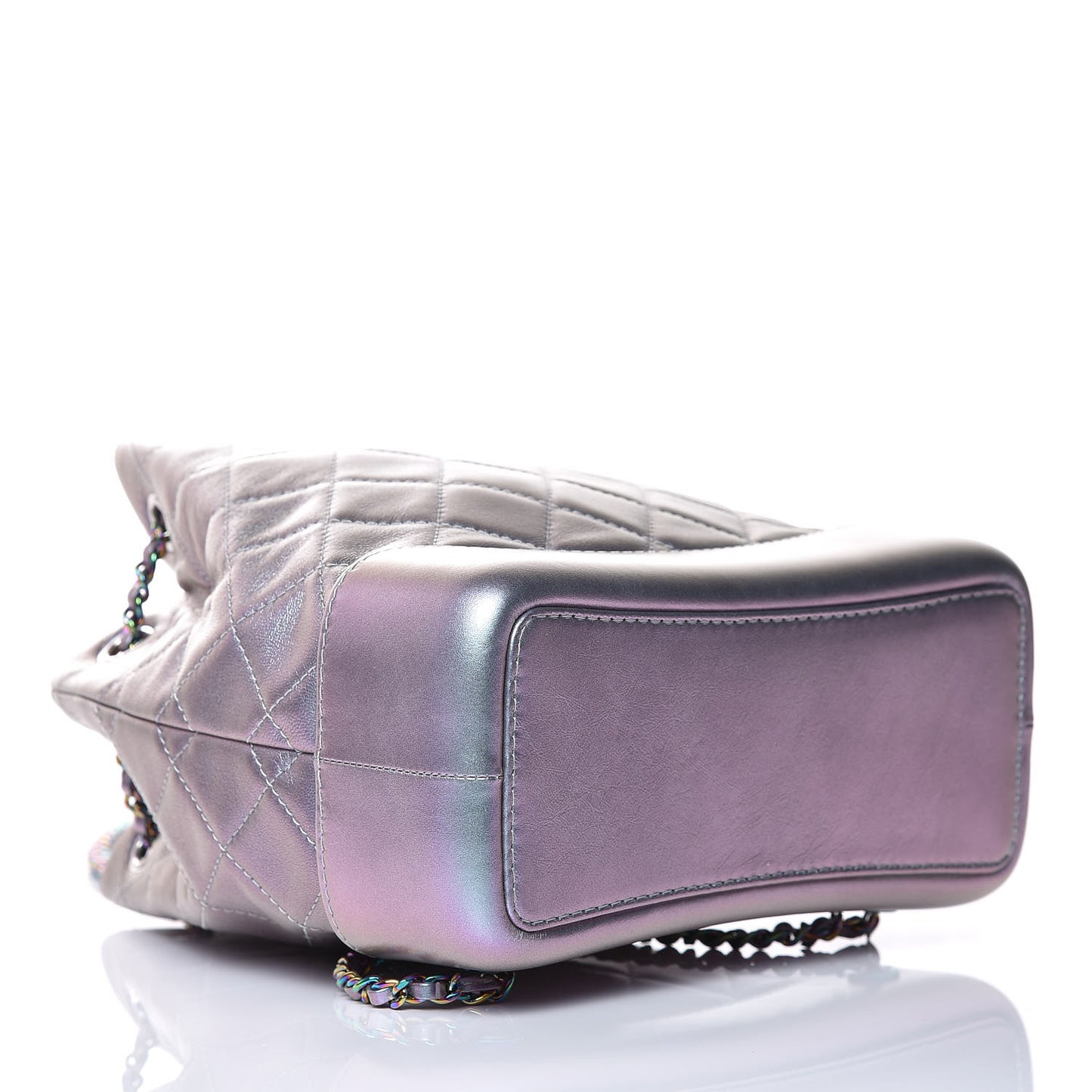 Iridescent Lambskin Calfskin Small Quilted Gabrielle Backpack Light Purple