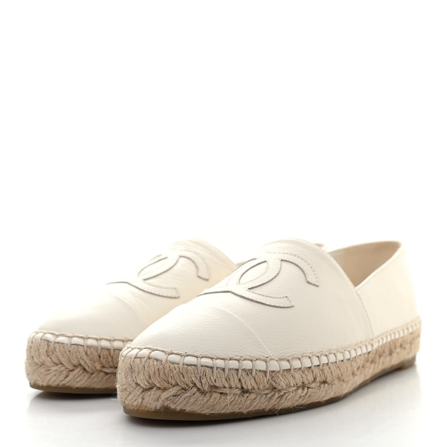 Calfskin CC Espadrilles 37 Ivory