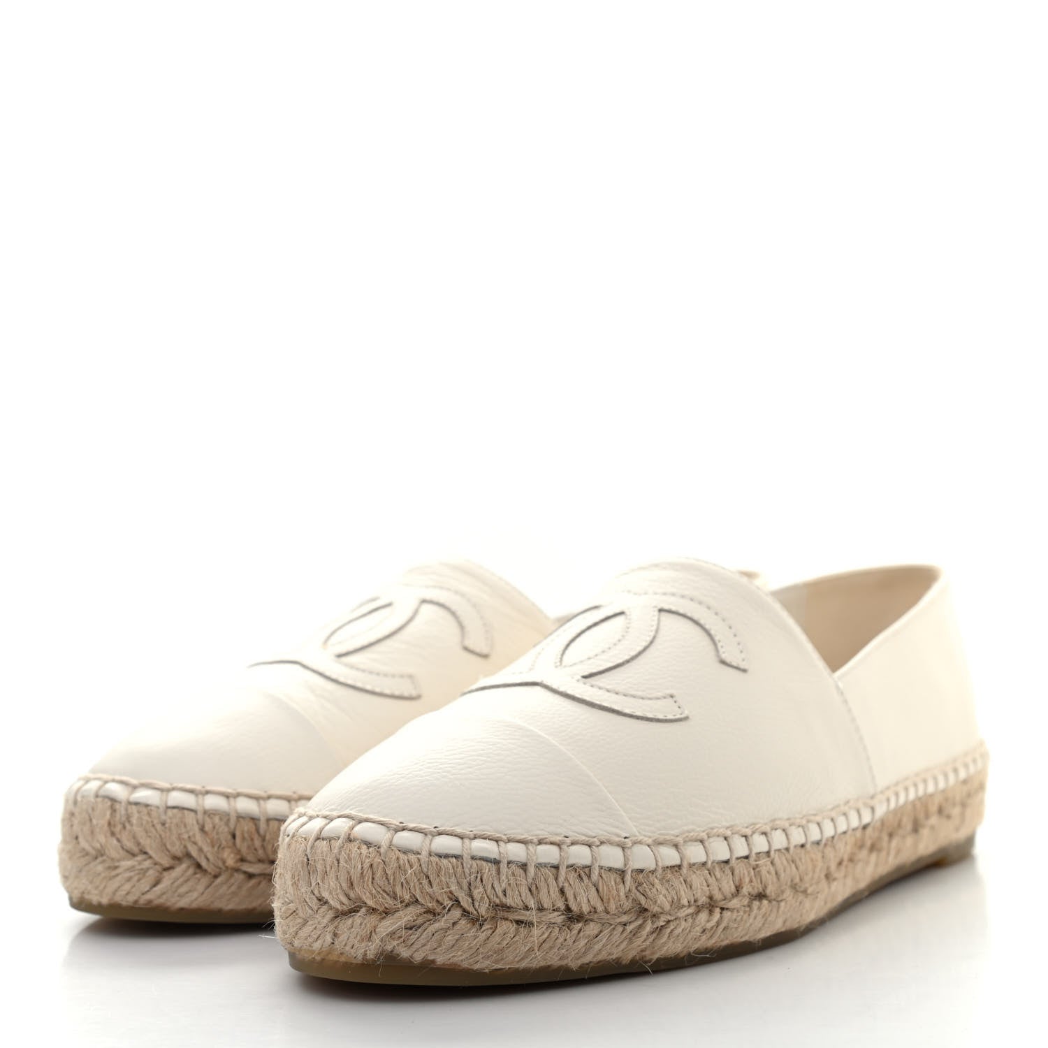 Chanel Calfskin CC Espadrilles 37 Ivory 3 of 8