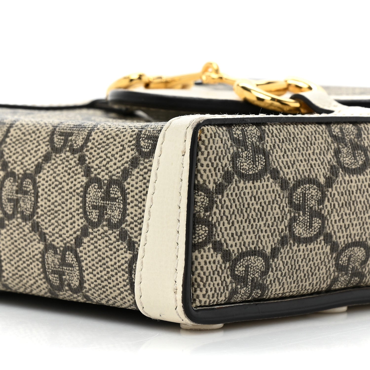 Gucci GG Supreme Monogram Azalea Calfskin Mini Horsebit 1955 Crossbody Bag Beige Ebony Mystic White 7 of 15