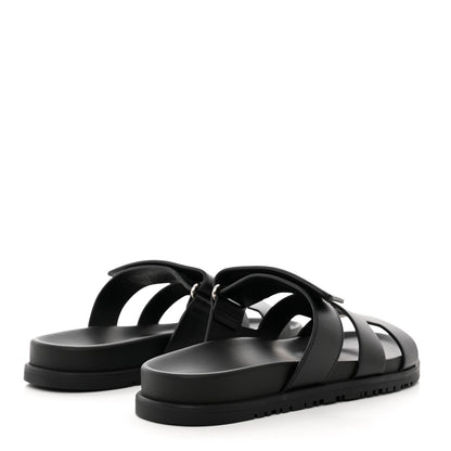 Hermes Calfskin Womens Chypre Sandals 38.5 Black 4 of 9