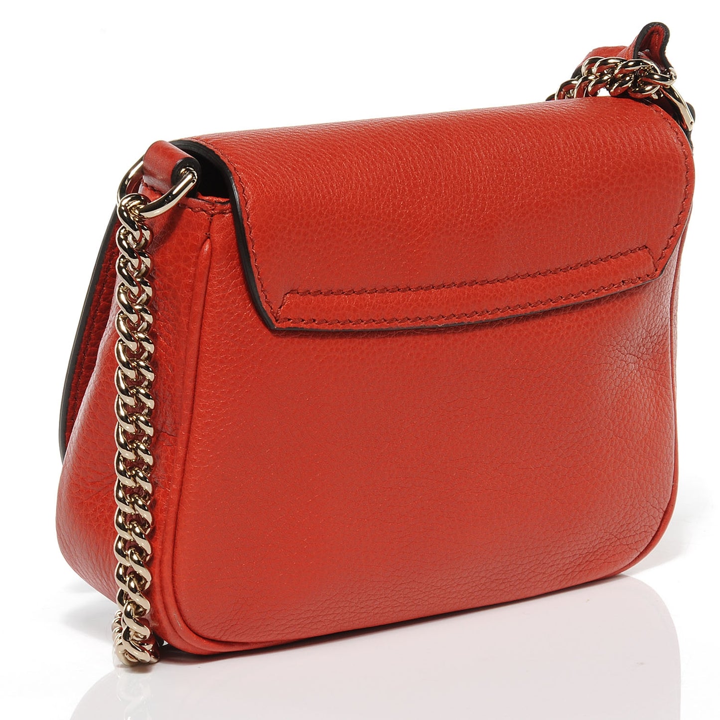 Pebbled Calfskin Small Soho Flap Crossbody Sun Orange
