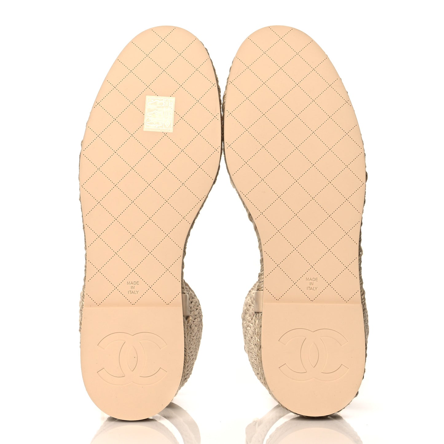Embroidery Grosgrain CC Espadrilles 38 Beige Black