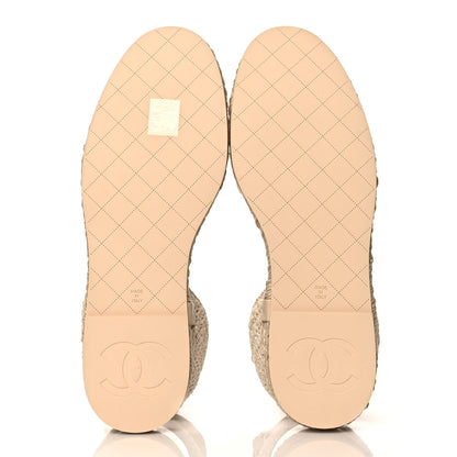Chanel Embroidery Grosgrain CC Espadrilles 38 Beige Black 6 of 9
