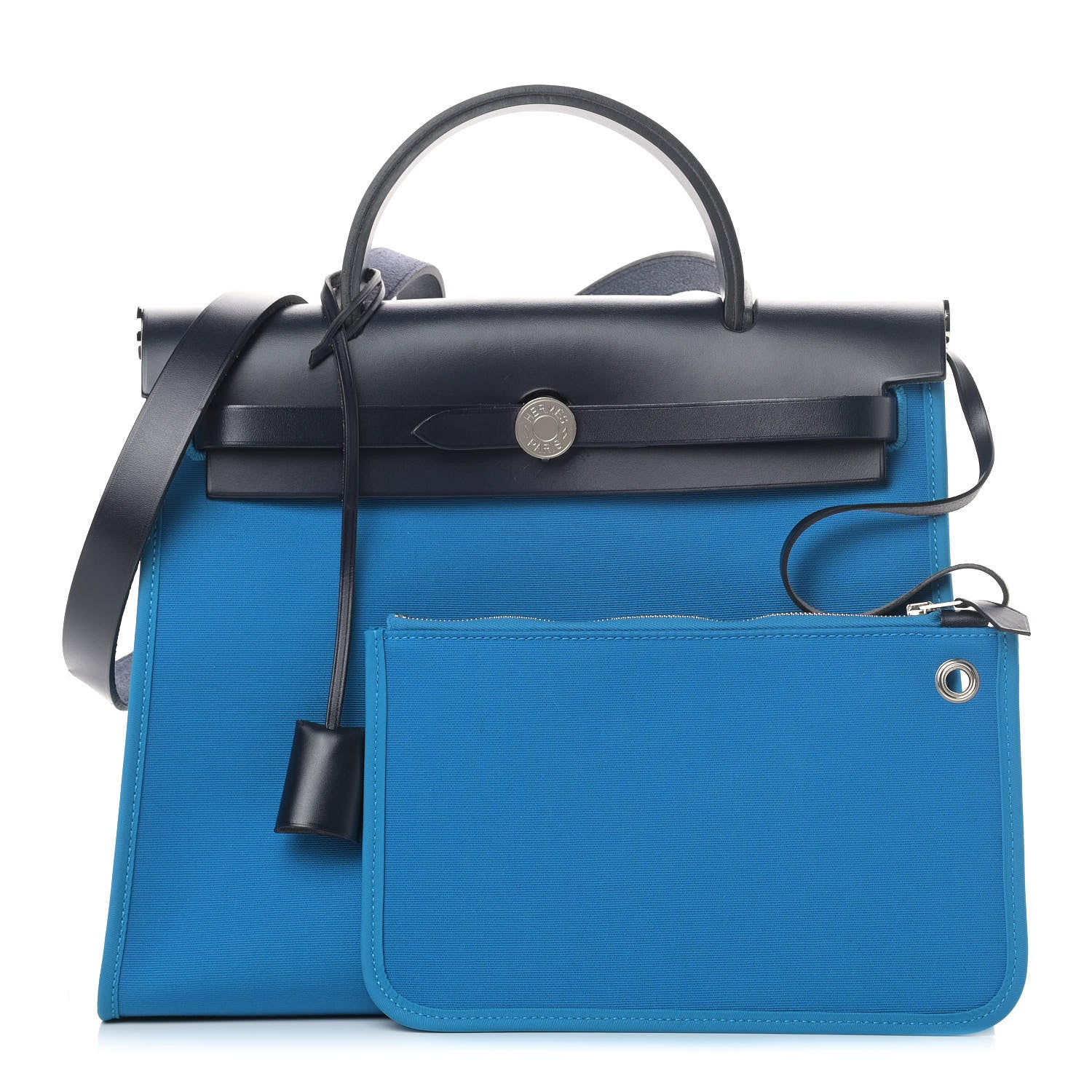 Hermes Vache Hunter Toile Herbag Zip 31 PM Bleu Zanzibar Bleu Indigo 1 of 11