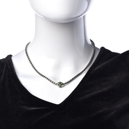 David Yurman Sterling Silver 18K Yellow Gold Green Onyx Diopside Renaissance Necklace 2 of 6