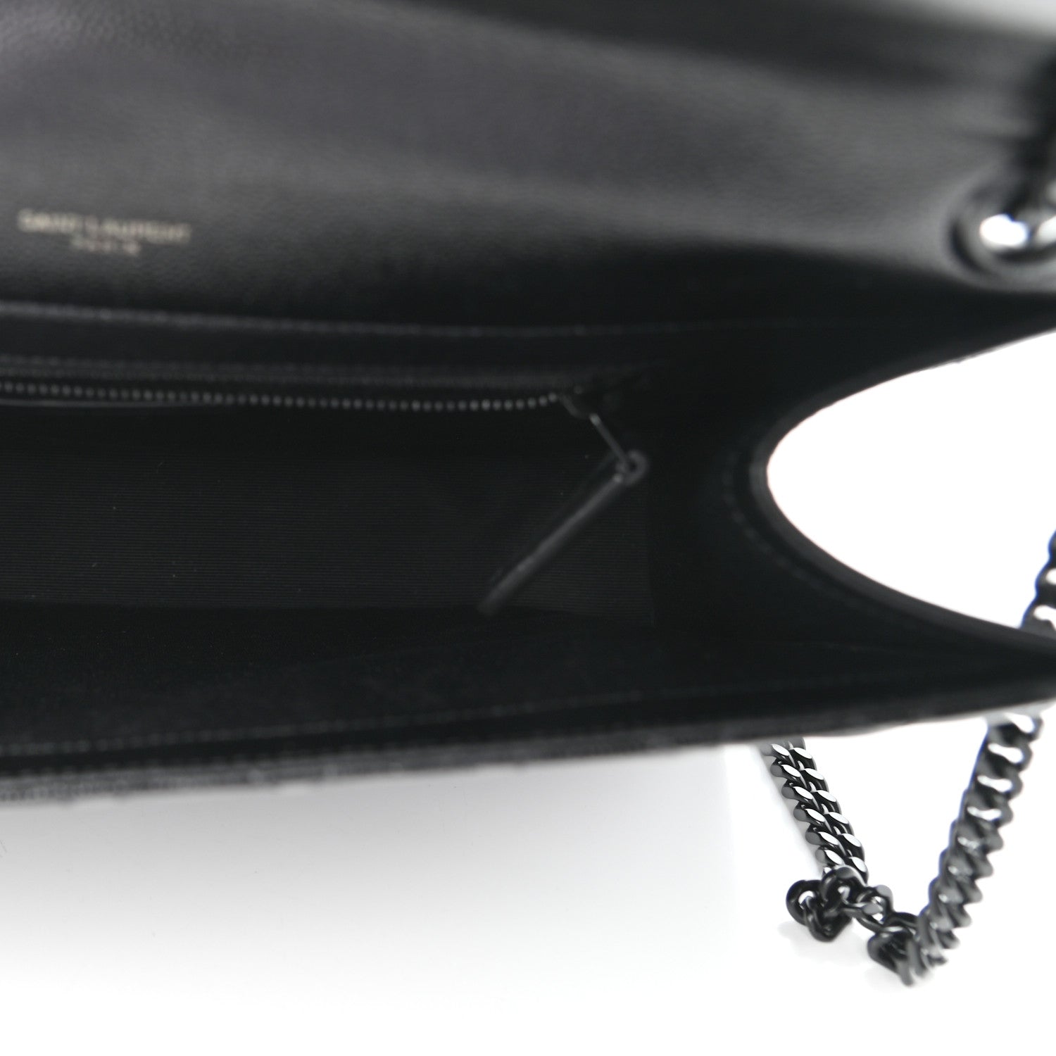 Saint Laurent Grain De Poudre Textured Mixed Matelasse Large Triquilt Monogram Monochrome Satchel Black 5 of 11